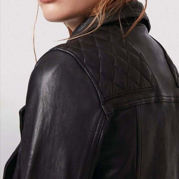 All Saints Black Leather Jacket - Picture 3 of 16